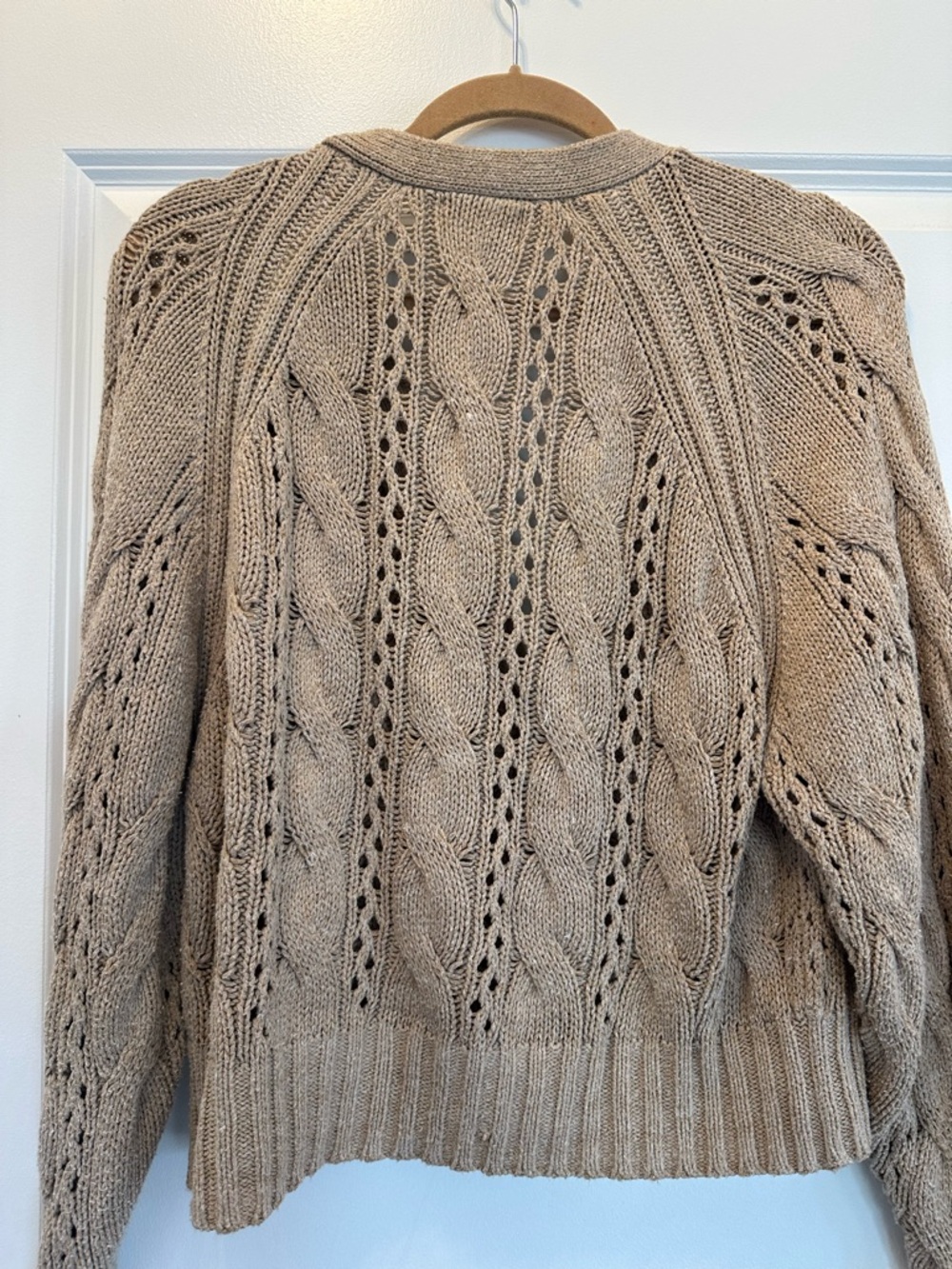 Universal Thread Tan Open-Knit Cable Button Cardigan - Picture 5 of 6
